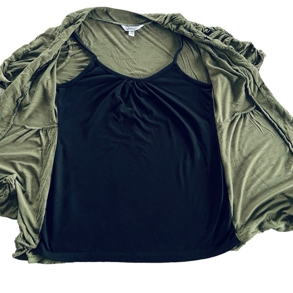 Speechless Y2K Green Black Attached Cami Short Sleeve Ruched Top Women’s Medium - Picture 2 of 7